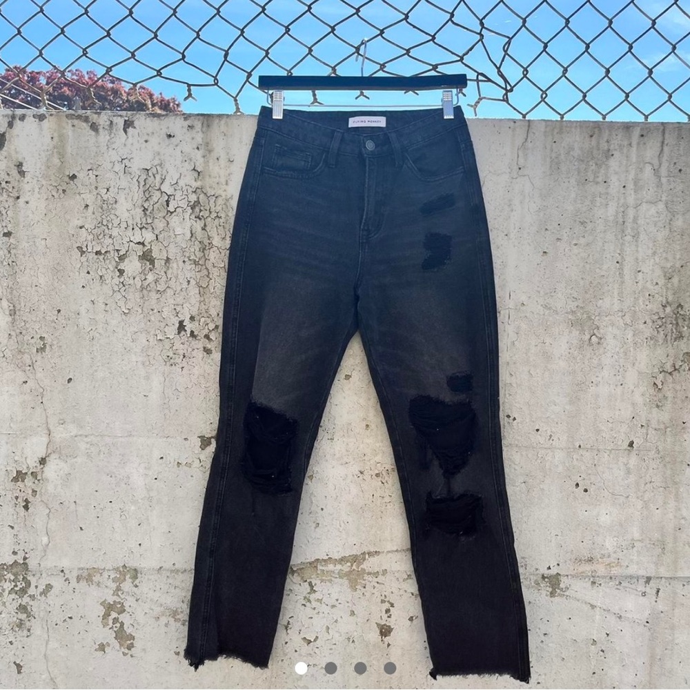 Vici black washed ripped dad jeans